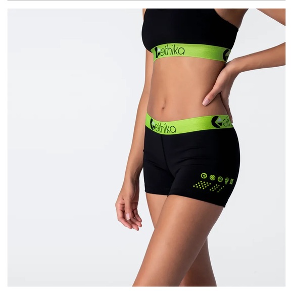 ethika Shorts Ethika Black And Neon Green Subzero Performance